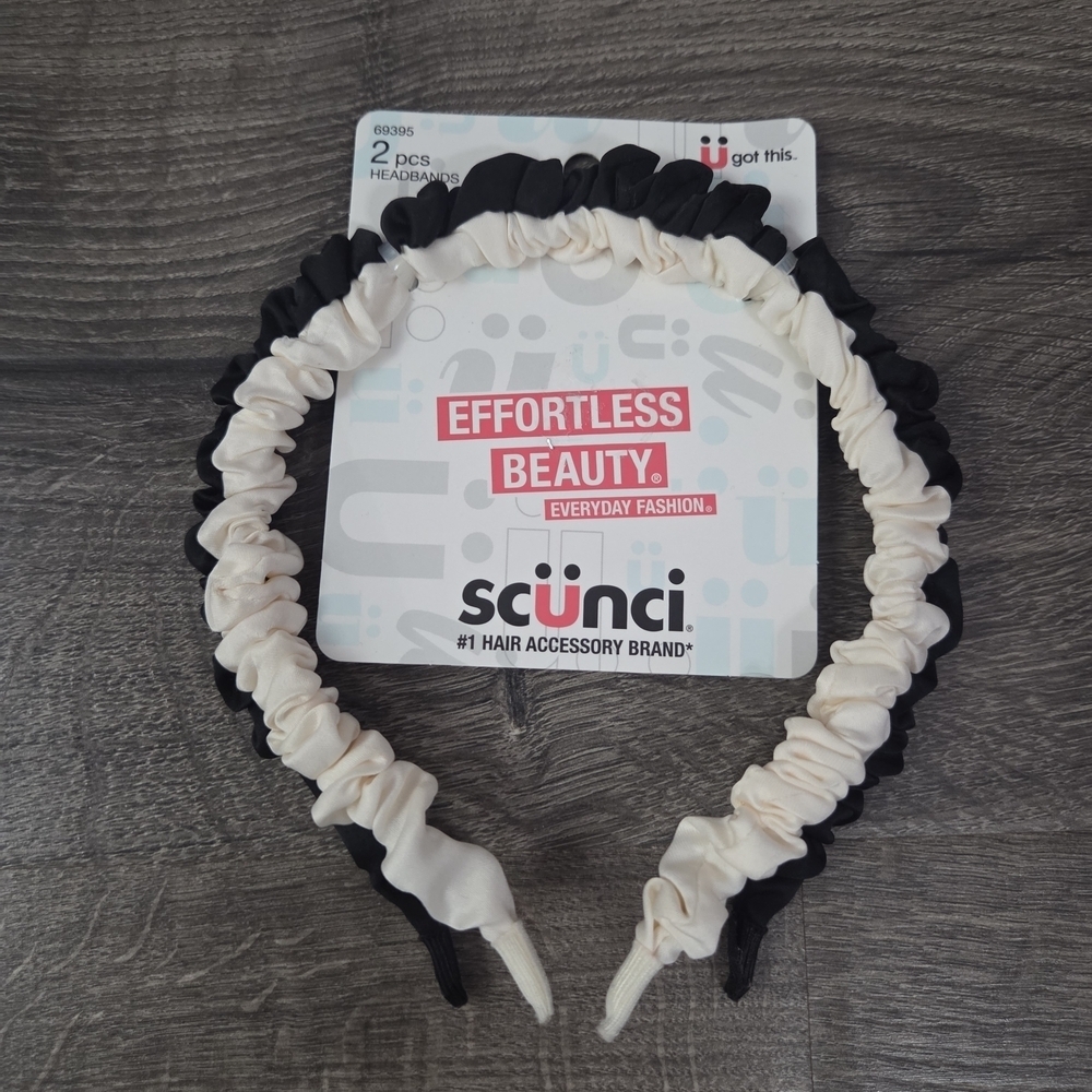 Scünci Effortless Ruched Satin Headbands NEW